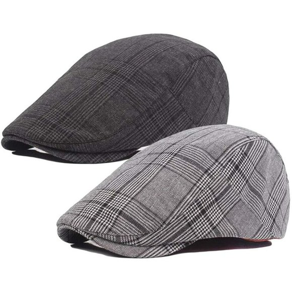 2 Pack Men's Cotton Flat Cap Ivy Gatsby Newsboy Hat - Picture 1 of 6